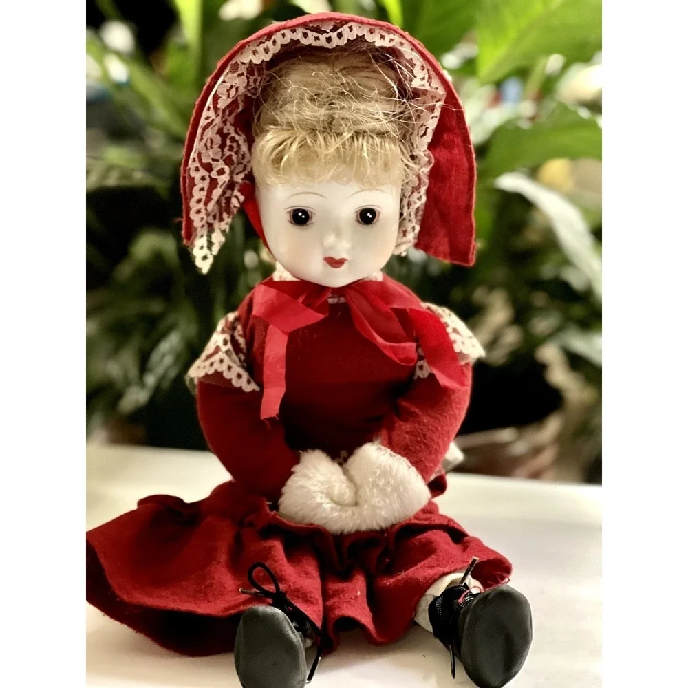 Vintage Doll Bisque Porcelain Painted Face Christmas Doll 18
